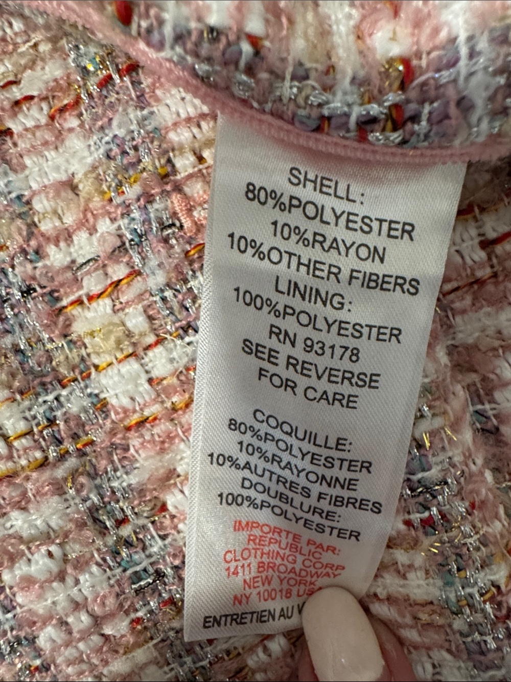 NWOT House of Harlow 1960 Pink Tweed Skirt Pearl Rhinestone Buttons Size M - Picture 8 of 8